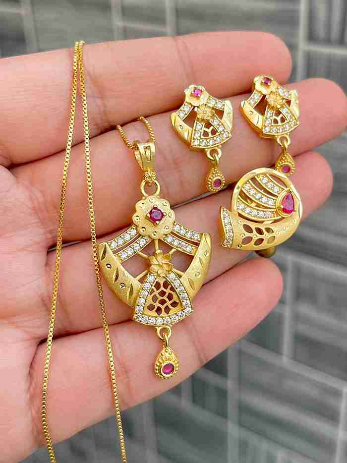 Gold Plated Pendant With Tops Ad Adjustable Ring Combo
